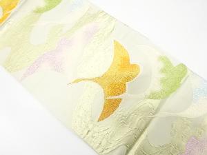 アンティーク　流水に群鶴模様織り出し袋帯（材料）